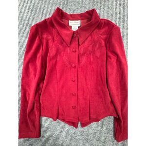 Karin Stevens Blazer Women's 12 Embroidery Beaded Long Sleeve‎ Button Front VTG